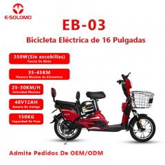 E-solomo EB-03 Bicicleta eléctrica de 16 pulgadas 350W Motor 48V12AH Bicicleta eléctrica de gran potencia para el hogar
